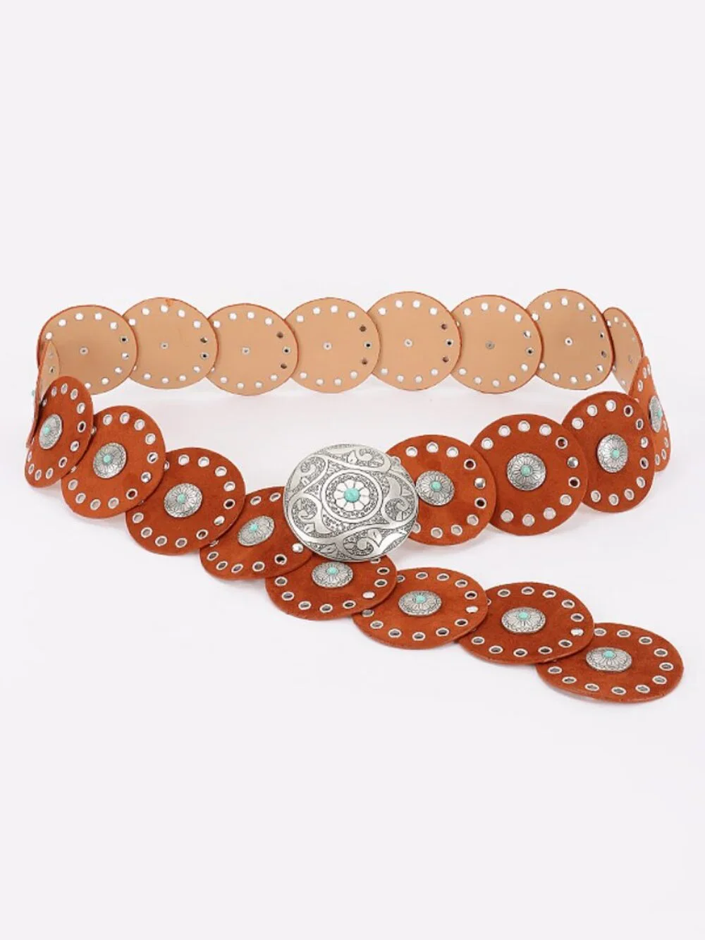 BNWT Rivets Faux Suede Statement Western Disk Boho Belt